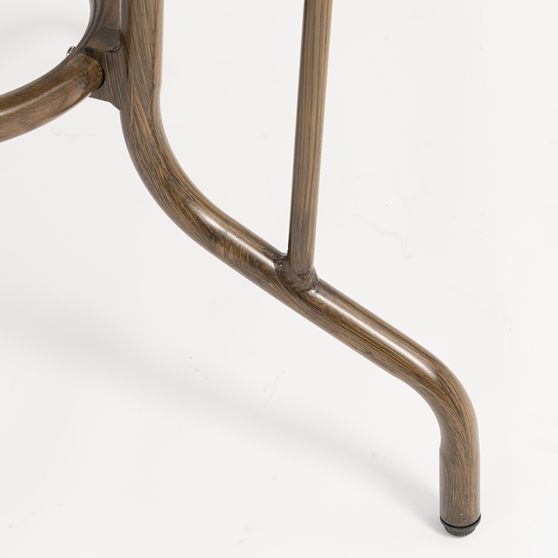 mobília redonda da tabela redonda do rattan de alumínio com grão de bambu de imitação e vidro moderado